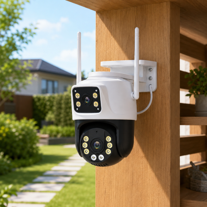 Двойна външна Wi-Fi камера ICSee 6MP с AI Auto Tracking