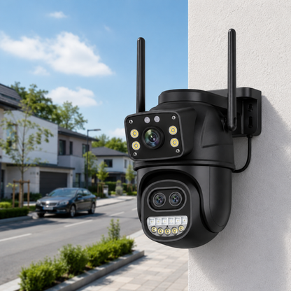Двойна външна Wi-Fi камера ICSee 9MP 2K с 8x Zoom