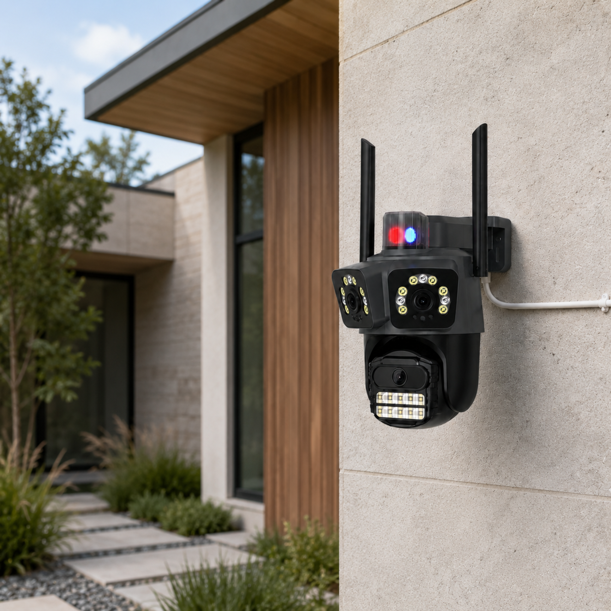 Тройна външна Wi-Fi камера 10MP с 28 LED и аларма