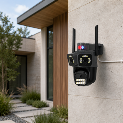 Тройна външна Wi-Fi камера 10MP с 28 LED и аларма