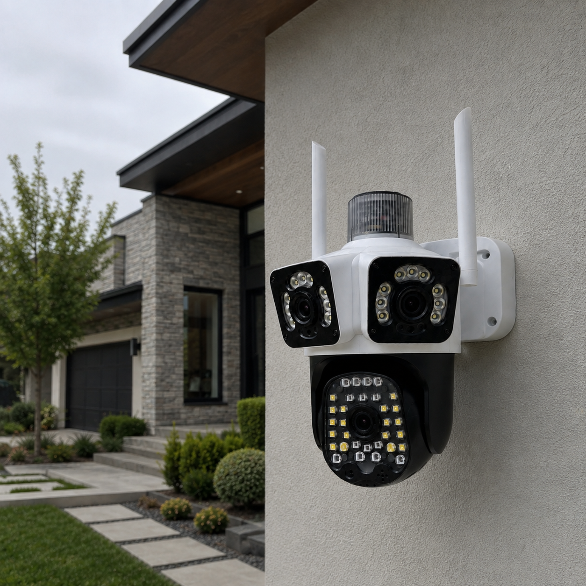 Тройна външна Wi-Fi камера Lylu 12MP с 3 обектива и цветно нощно виждане